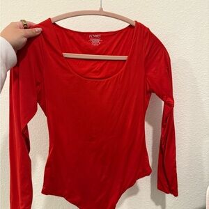 Red Long Sleeve Women's Bodysuit